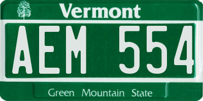 VT license plate AEM554