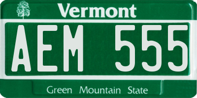 VT license plate AEM555
