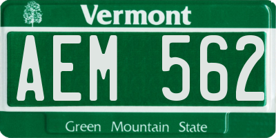 VT license plate AEM562