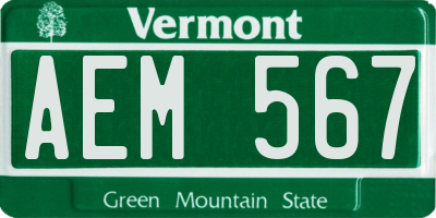 VT license plate AEM567