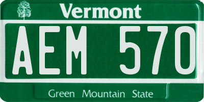 VT license plate AEM570