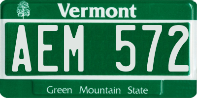 VT license plate AEM572