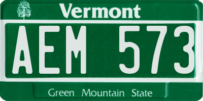 VT license plate AEM573