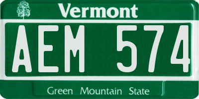 VT license plate AEM574