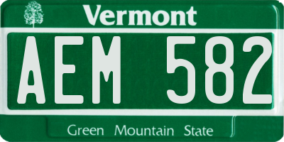 VT license plate AEM582