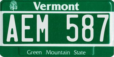 VT license plate AEM587