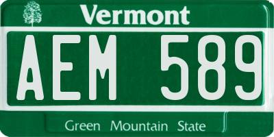 VT license plate AEM589