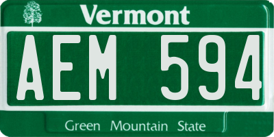 VT license plate AEM594