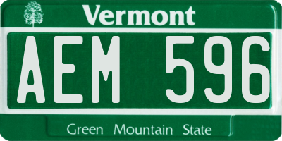 VT license plate AEM596