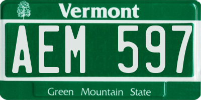 VT license plate AEM597