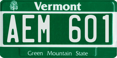 VT license plate AEM601