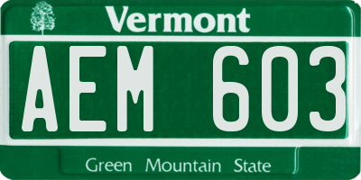 VT license plate AEM603