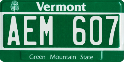 VT license plate AEM607