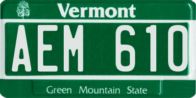 VT license plate AEM610