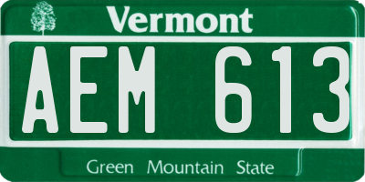 VT license plate AEM613
