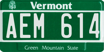 VT license plate AEM614
