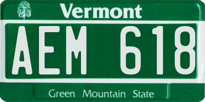 VT license plate AEM618