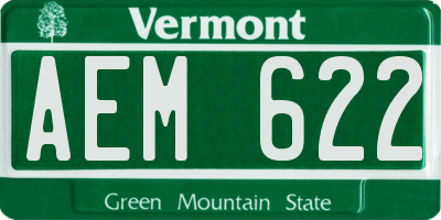 VT license plate AEM622