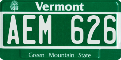 VT license plate AEM626