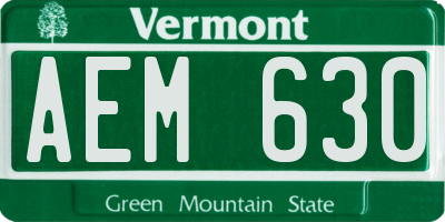 VT license plate AEM630