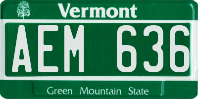 VT license plate AEM636