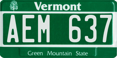 VT license plate AEM637