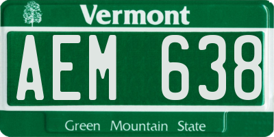 VT license plate AEM638