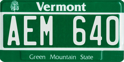 VT license plate AEM640