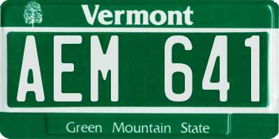 VT license plate AEM641