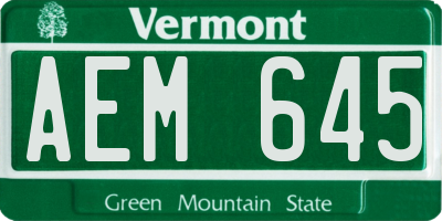 VT license plate AEM645