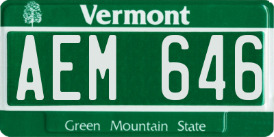VT license plate AEM646