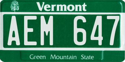 VT license plate AEM647