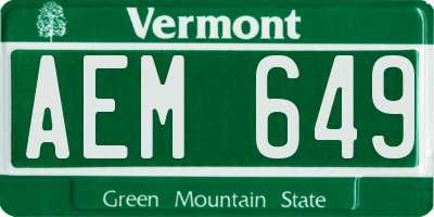 VT license plate AEM649