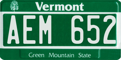 VT license plate AEM652