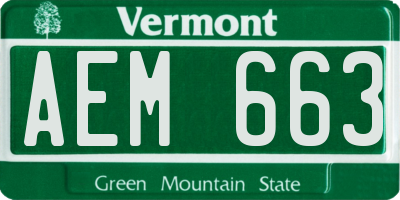 VT license plate AEM663