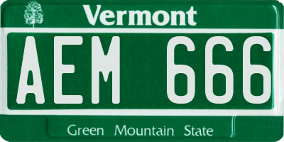 VT license plate AEM666
