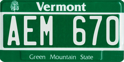 VT license plate AEM670