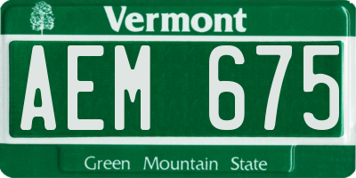 VT license plate AEM675