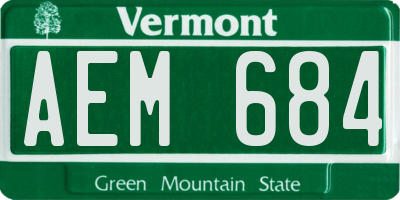 VT license plate AEM684
