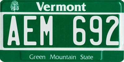VT license plate AEM692
