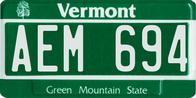 VT license plate AEM694