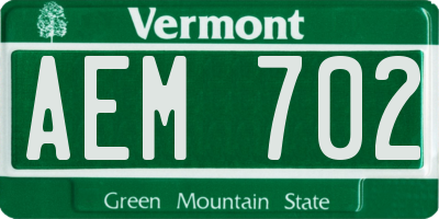 VT license plate AEM702