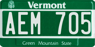 VT license plate AEM705