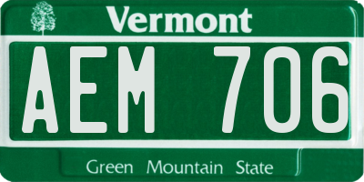 VT license plate AEM706