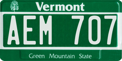 VT license plate AEM707