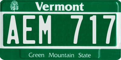 VT license plate AEM717