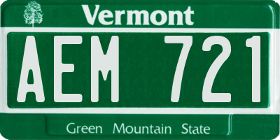 VT license plate AEM721