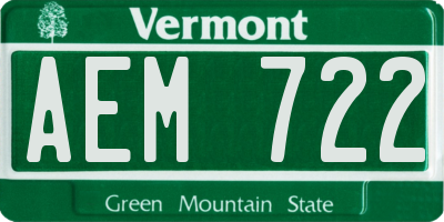 VT license plate AEM722