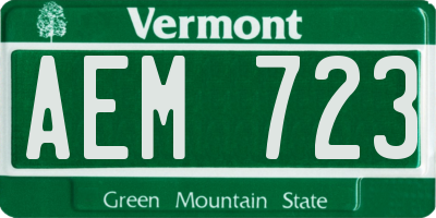 VT license plate AEM723