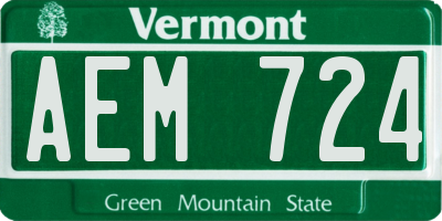 VT license plate AEM724